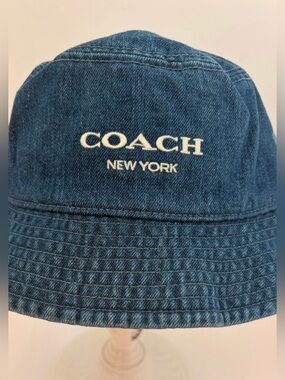 COACH Denim Blue Bucket Hat with Signature Lining